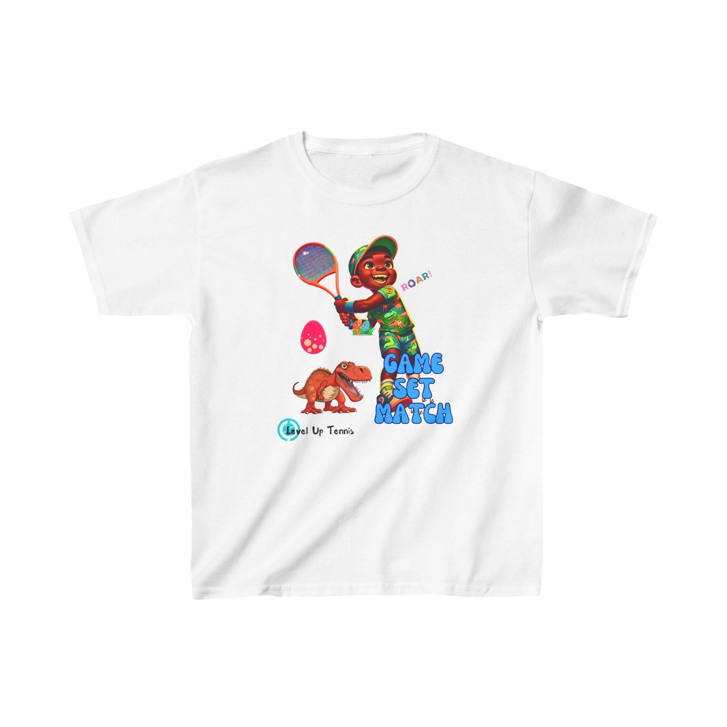 Boys Tennis Tee - Game, Set, Match - Dino2 (Youth)