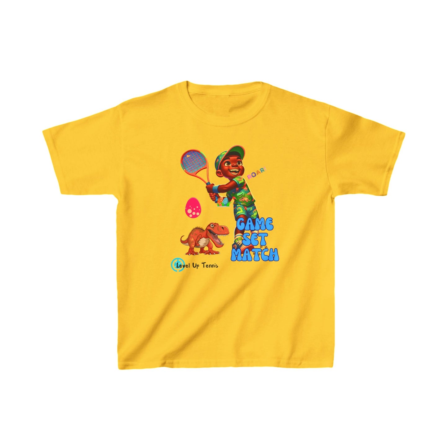 Boys Tennis Tee - Game, Set, Match - Dino2 (Youth)