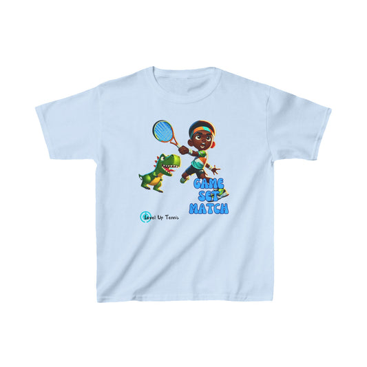 Boys Tennis Tee - Game, Set, Match - Dino (Youth)